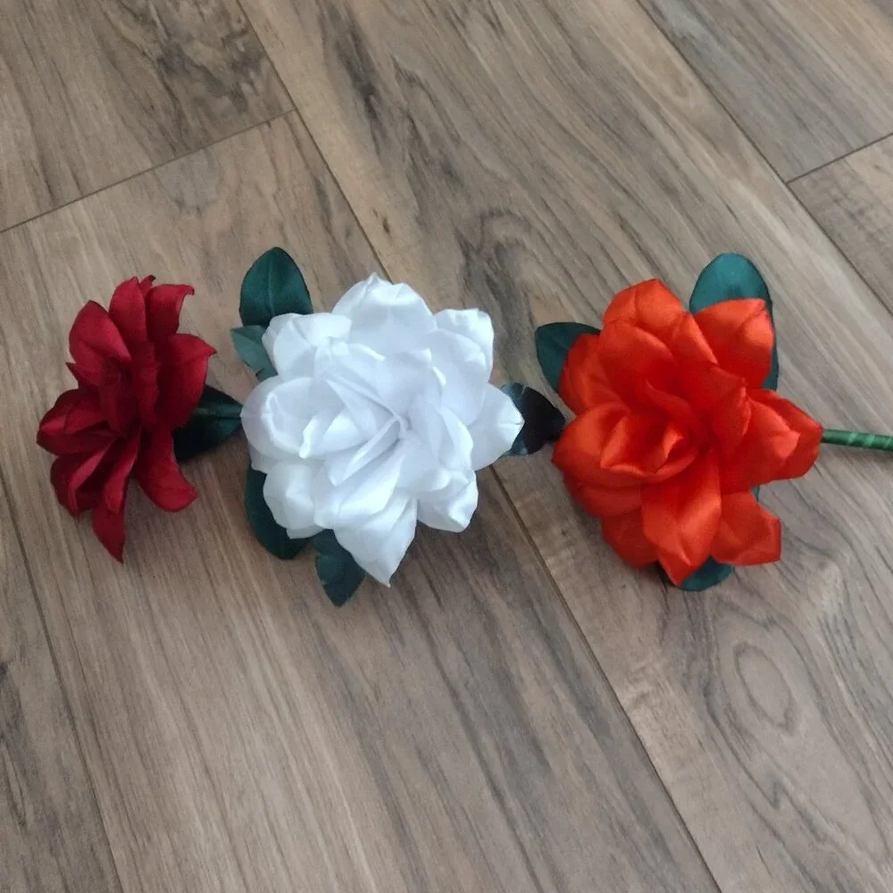 handmade ribbon flowers bouquet of 3 flowers